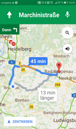 Google Maps Anzeige auf dem Smartphone